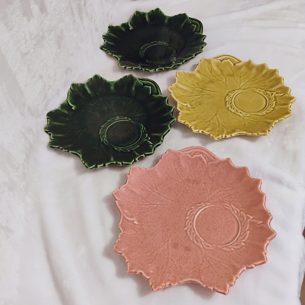 Lot Of 4 Steubenville Woodfield 9" Leaf Salad‎ Plates Dish Set MCM Vintage Decor